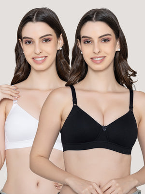 Tessa Full Support Seamless Designer Bra for Women Pack of 2-BLACK WHITE