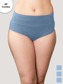 ISAC High Waist Tummy Control Panties for Woman | Pack of 4-BLE BLE BLE BLE