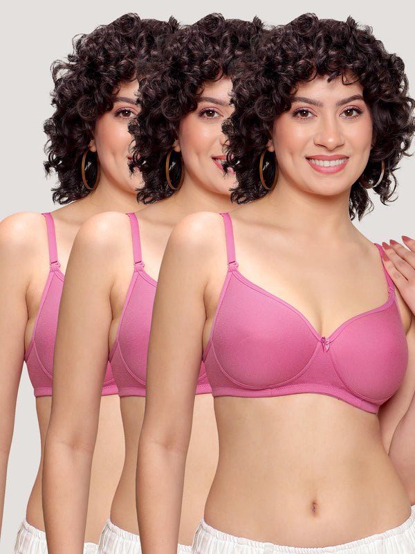 Emily Lightly Padded Multiway Everyday Bra | Pack of 3-BLUSH BLUSH BLUSH