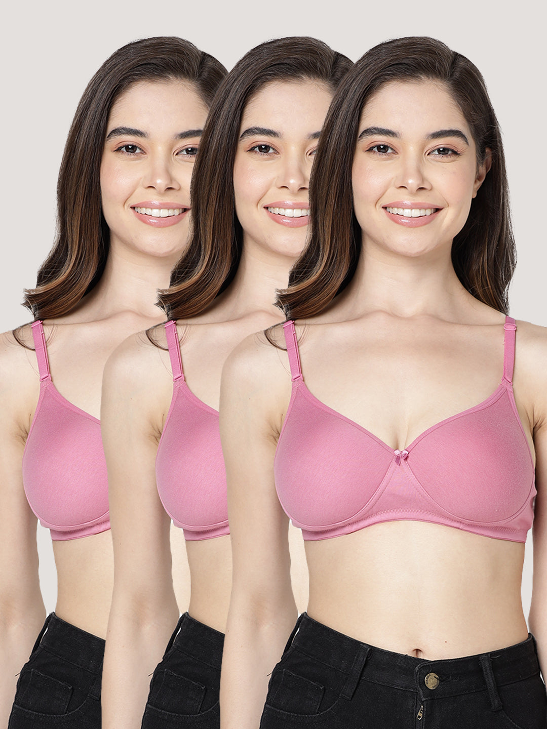 Emily Lightly Padded Multiway Everyday Bra | Pack of 3-BLUSH BLUSH BLUSH