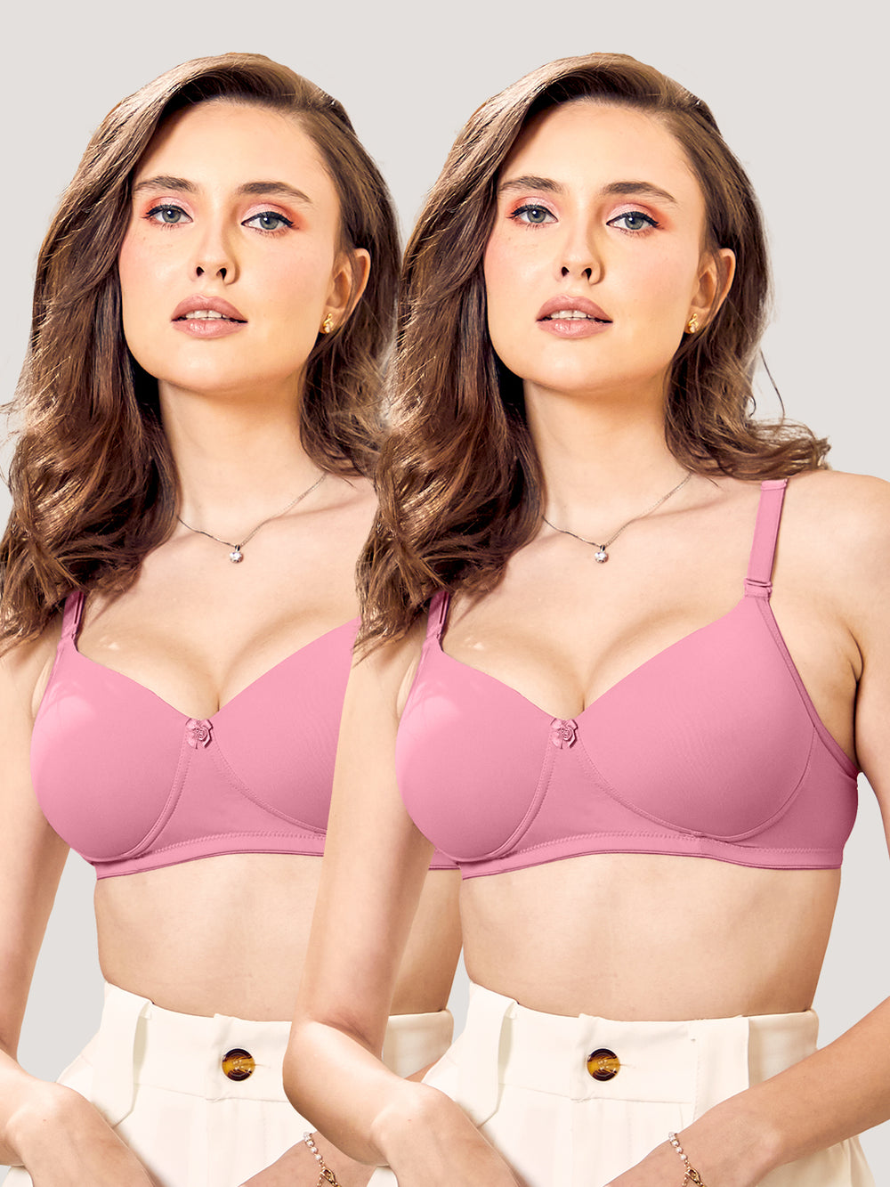 Sheley Women's Wirefree Soft Padded Cups Detachable Straps Bra-BLUSH BLUSH