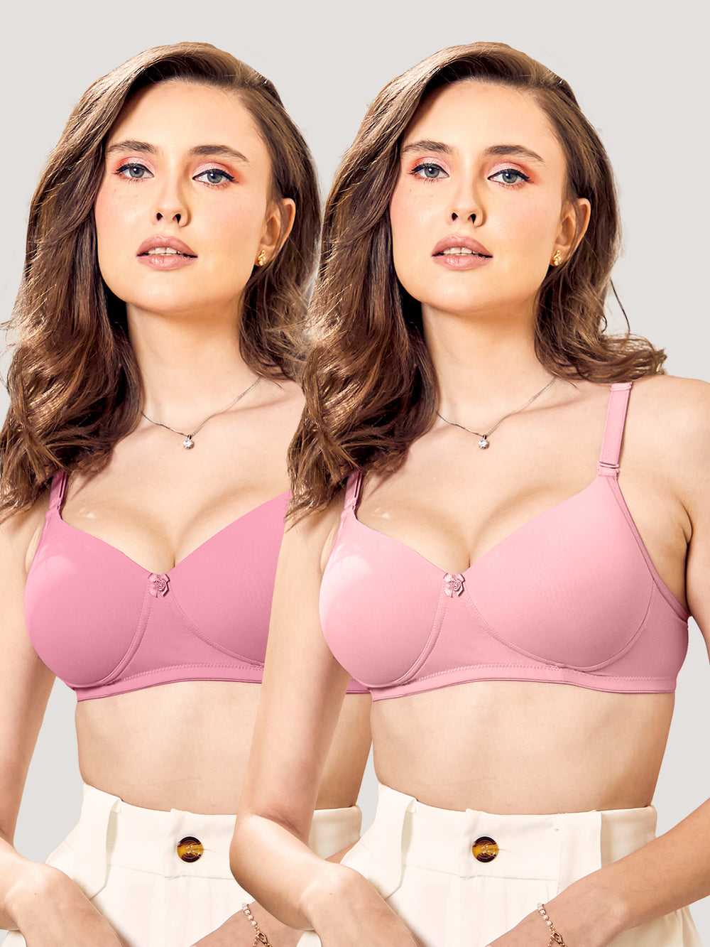 Sheley Women's Wirefree Soft Padded Cups Detachable Straps Bra-BLUSH CREPE