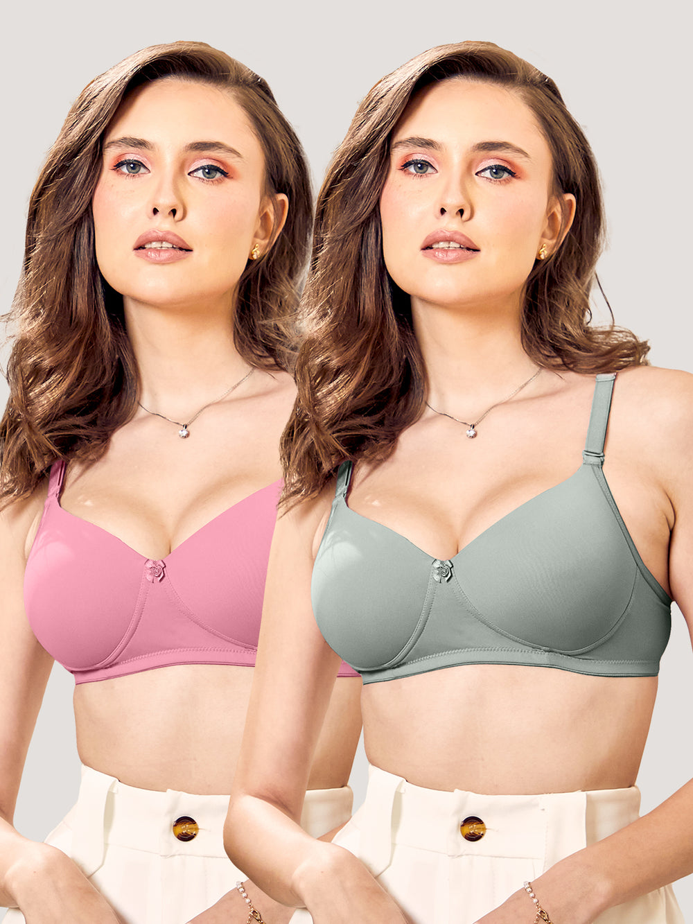 Sheley Women's Wirefree Soft Padded Cups Detachable Straps Bra-BLUSH OCEAN GREEN