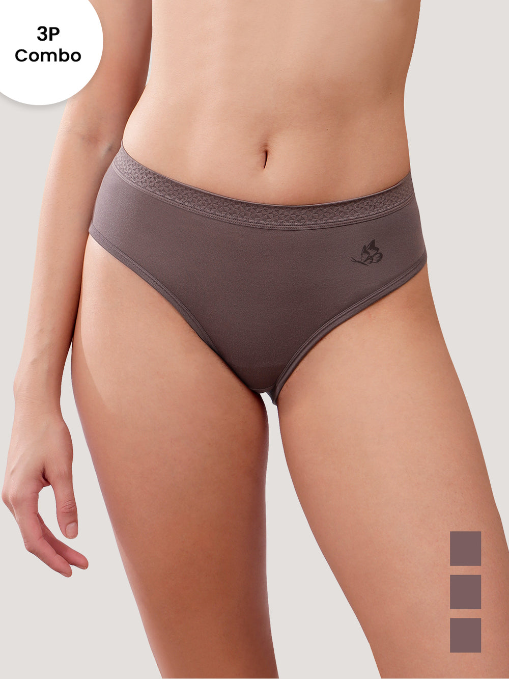 Oshiya Micro Modal Mid Rise Hipster Panty with Full Back Coverage Pack of 3 | BROWN BROWN BROWN