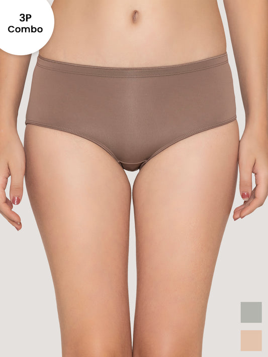 Cooper Medium Coverage Hipster Panties | Pack of 3-BROWN L.GREEN L.NUDE