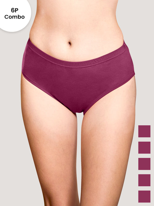 Theo Woman's Inner Elastic Hipster Panties | Pack of 6-BGD BGD BGD BGD BGD BGD