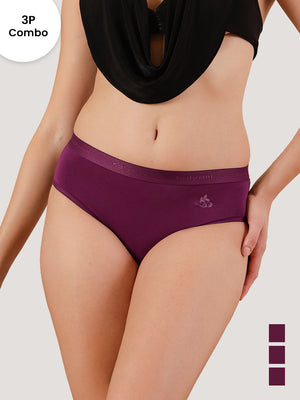 Sensa Mid-Rise Rich Cotton Hipster Panties for Women-BURGUNDY BURGUNDY BURGUNDY