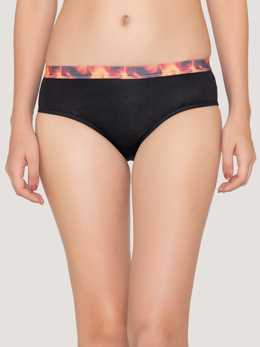 Berry Low Waist Printed Panties | Pack of 3-BLACK NUDE ORANGE RUST