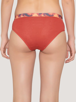 Berry Low Waist Printed Panties | Pack of 3-BLACK NUDE ORANGE RUST