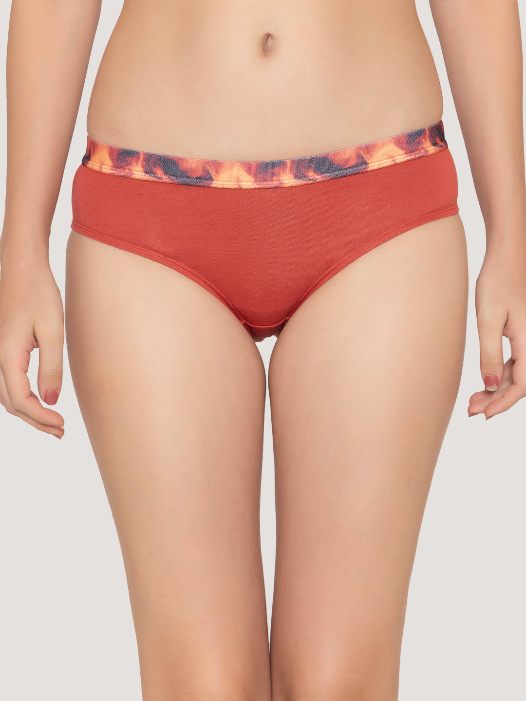 Berry Low Waist Printed Panties | Pack of 3-BLACK NUDE ORANGE RUST