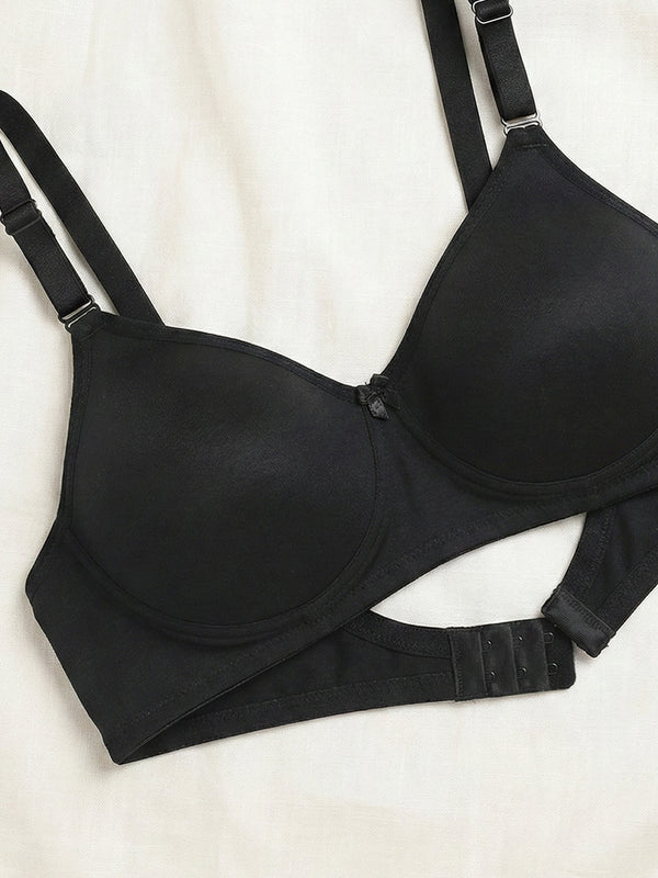 Evlyn Double Layered Cups Regular Bra | Pack of 3 | BLACK BLACK BLACK