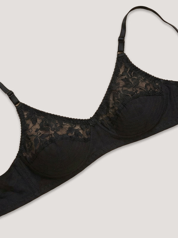 Deepali Non Padded Everyday Lace Bra | Pack of 3-BLACK BLACK BLACK