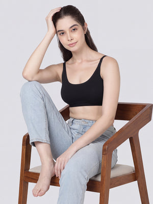 Cathy Double-Layered Slip-On Beginner Bra | Pack of 3-BLACK BLACK BLACK