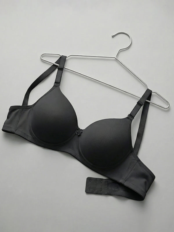 Sheley Women's Wirefree Soft Padded Cups Detachable Straps Bra-BLACK BLACK