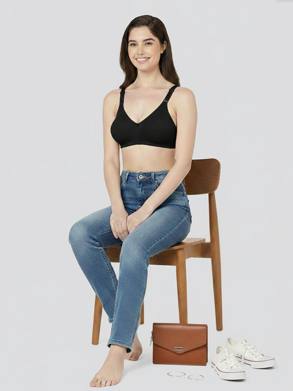 Anaya Full Coverage M Frame Minimizer Bra | Pack of 3-CAMEL BLACK PEACH