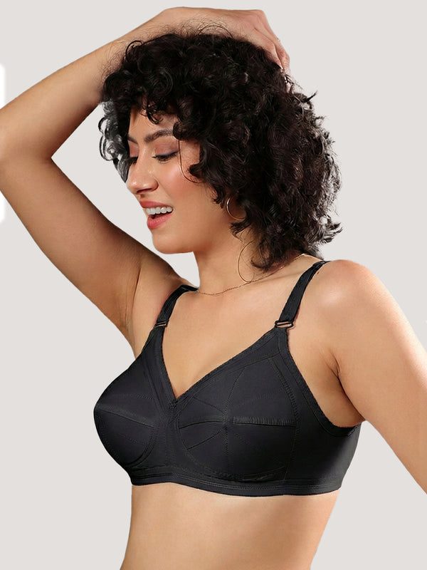 Damini Full Coverage Cotton Everyday Bra | Pack of 3-FAWN ONION BLACK