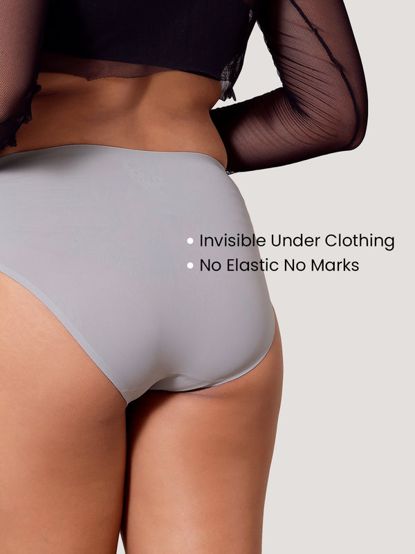 Bliss Bonded Technology Seamless Hipster Panties for Women | GREY GREY