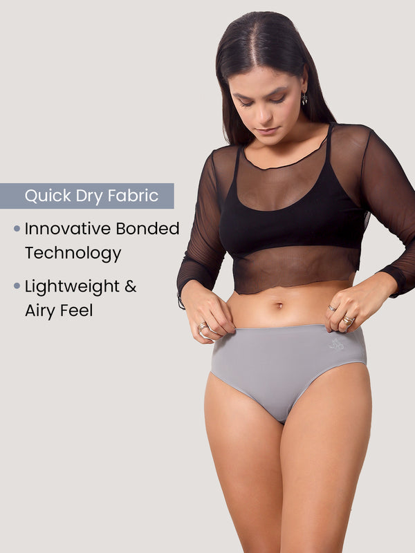 Bliss Bonded Technology Seamless Hipster Panties for Women | GREY GREY
