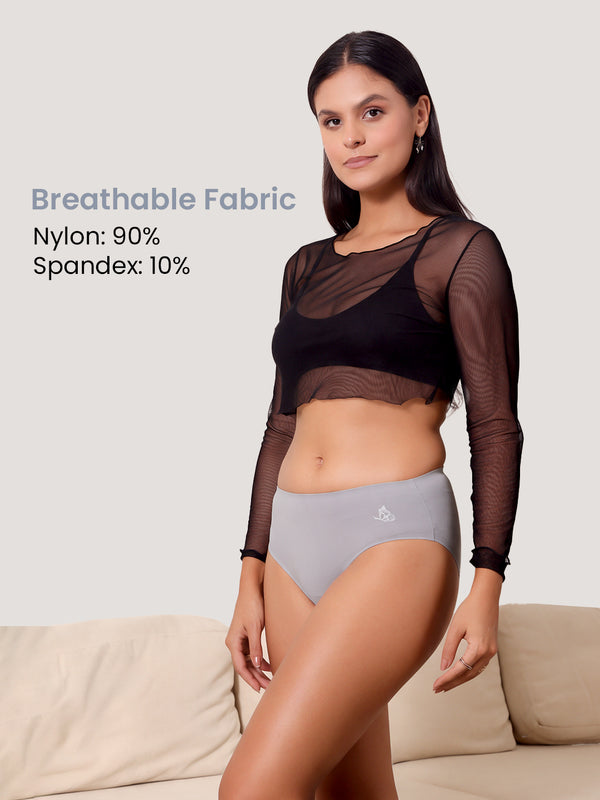 Bliss Bonded Technology Seamless Hipster Panties for Women | GREY GREY