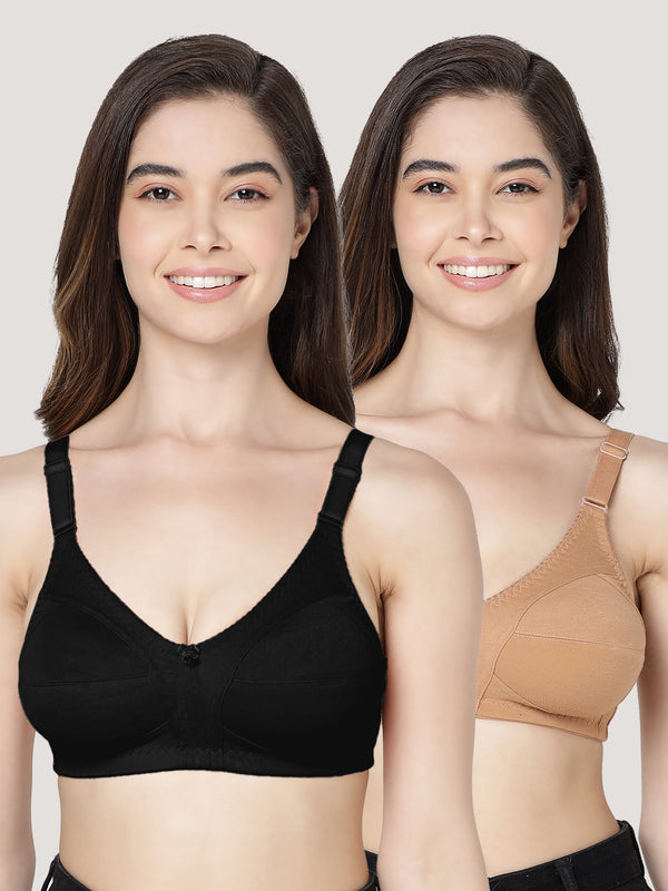 Anaya Full Coverage M Frame Minimizer Bra | Pack of 2-CAMEL  BLACK