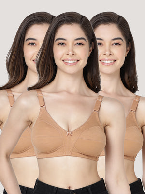 Anaya Full Coverage M Frame Minimizer Bra | Pack of 3-CAMEL CAMEL CAMEL