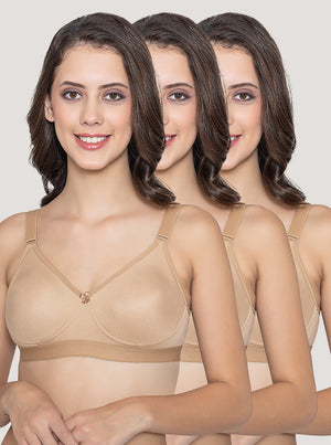 Kalyani Paloma Seamless Support Full Coverage Double Layered Bras | Pack of 2 | CAMEL CAMEL CAMEL