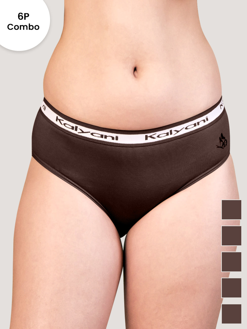 Jazzie Mid Waist Cotton Hipster for Women Pack of 6-CFE CFE CFE CFE CFE CFE