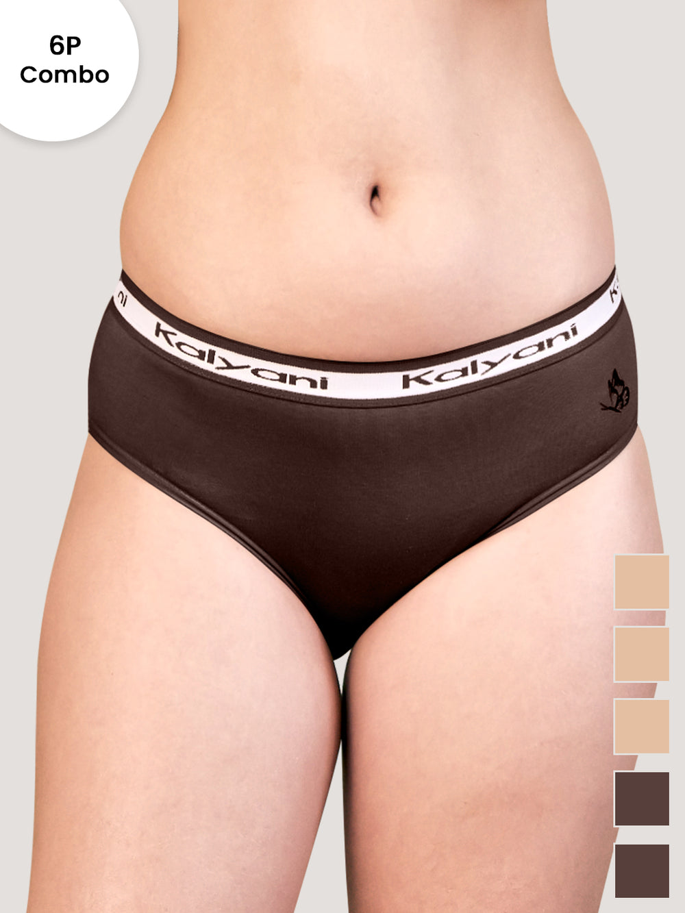 Jazzie Mid Waist Cotton Hipster for Women Pack of 6- CFE CFE CFE ND ND ND