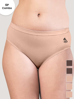 Eve Women's Cotton Lycra Seamless Bikini Panty | Pack of 6-CFE CFE CFE ND ND ND
