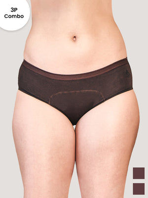 Emy Medium Coverage Period Panties | Pack of 3-COFFEE COFFEE COFFEE