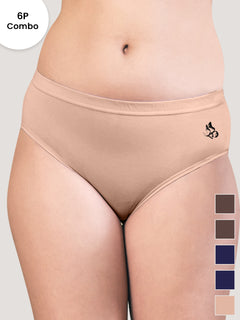 Eve Women's Cotton Lycra Seamless Bikini Panty | Pack of 6-CFE CFE DBLE DBLE ND ND
