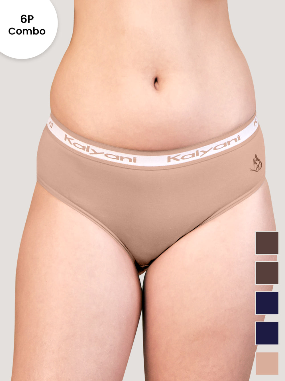 Jazzie Mid Waist Cotton Hipster for Women Pack of 6-CFE CFE DBLE DBLE ND ND