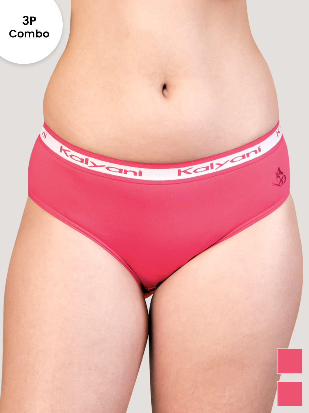 Jazzie Mid Waist Hipster Underwear | Pack of 3-CORAL CORAL CORAL