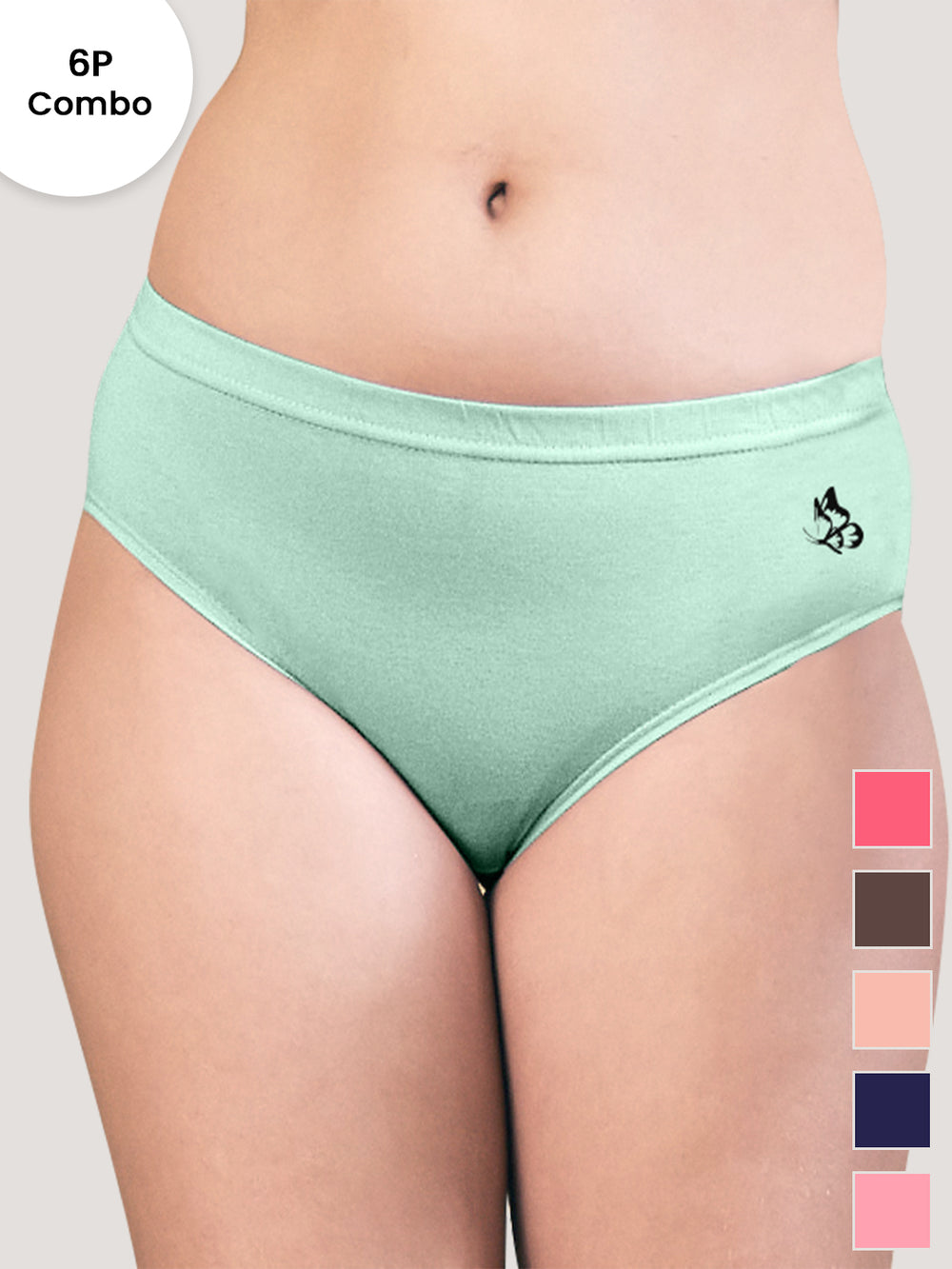 Eve Women's Cotton Lycra Seamless Bikini Panty | Pack of 6-CRL CFE LPH DBLE PRS SGR