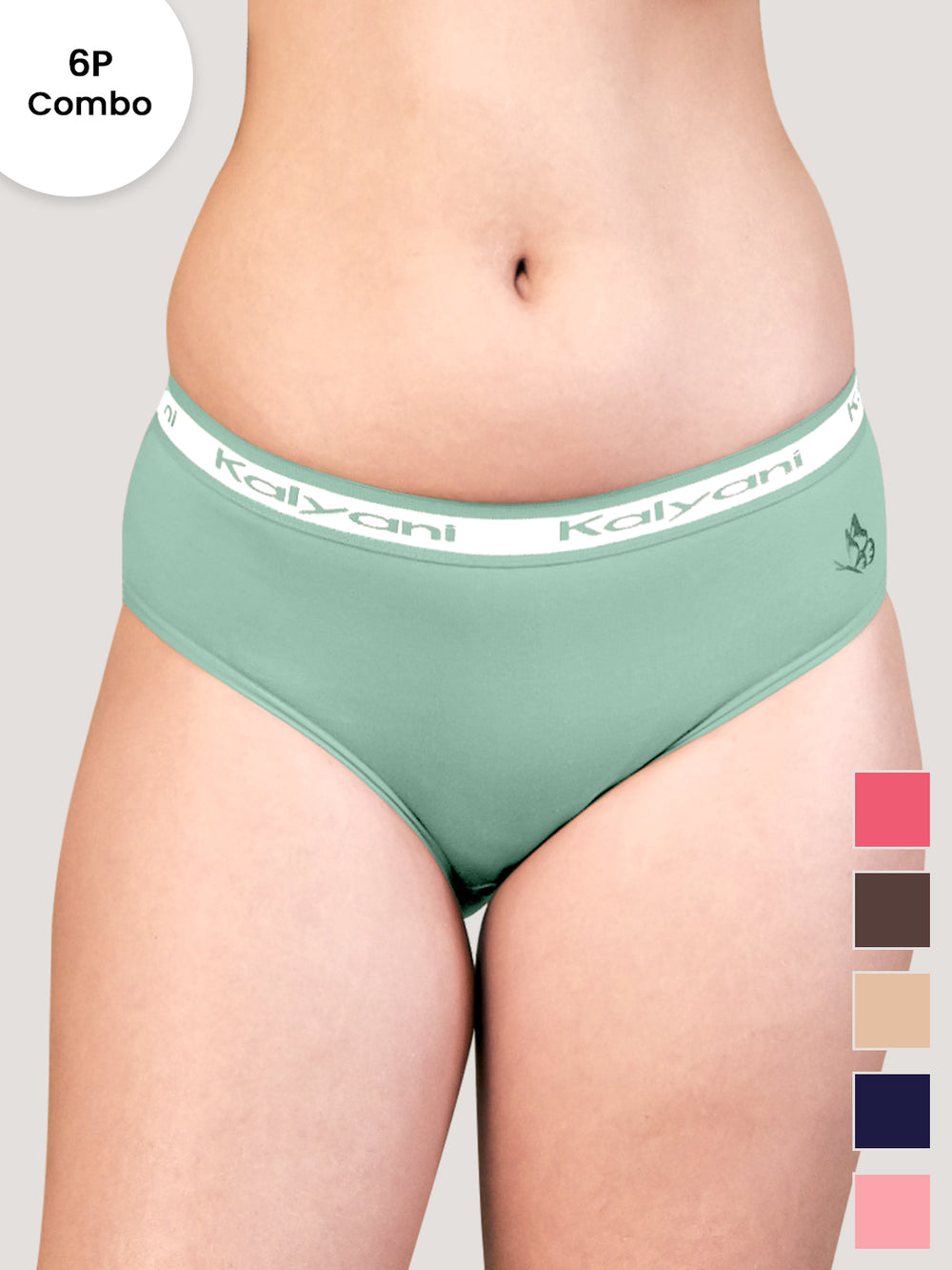 Jazzie Mid Waist Cotton Hipster for Women Pack of 6-CRL CFE LPH DBLE PRS SGR