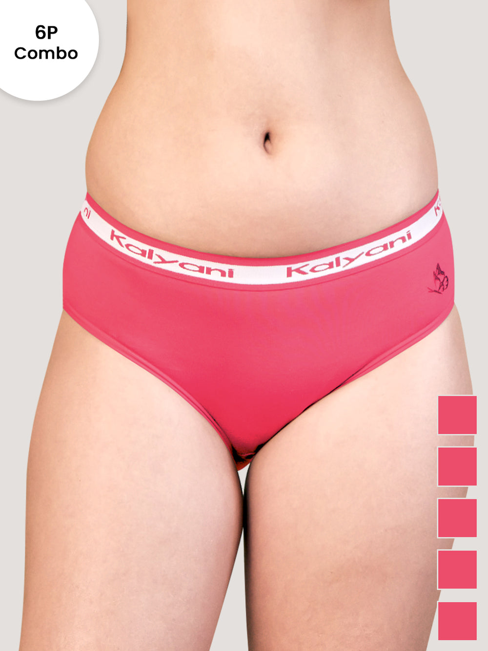 Jazzie Mid Waist Cotton Hipster for Women Pack of 6-CRL CRL CRL CRL CRL CRL