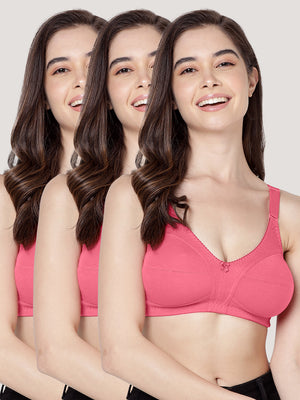 Anaya Full Coverage M Frame Minimizer Bra | Pack of 3-CORAL CORAL CORAL