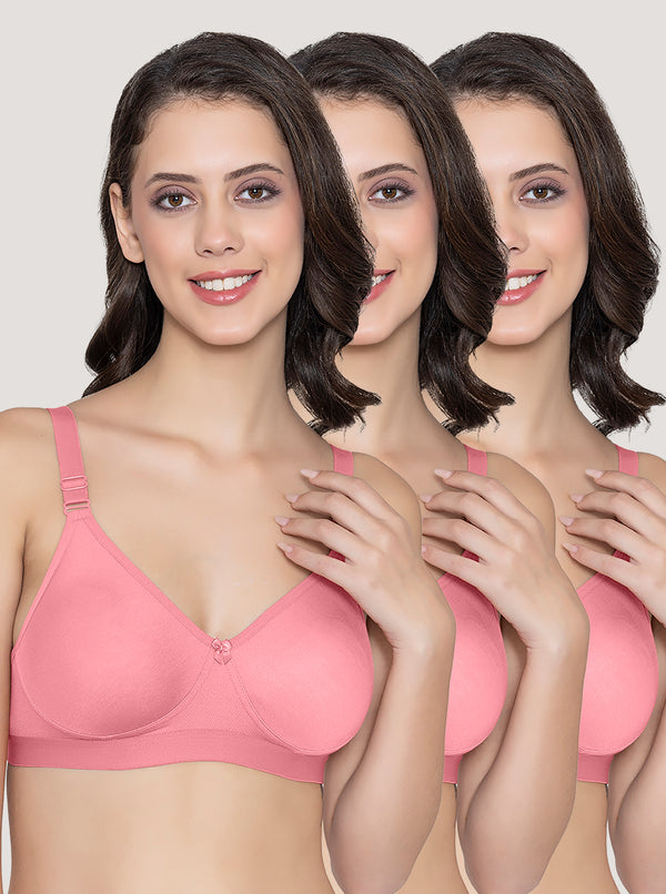Kalyani Paloma Seamless Support Full Coverage Double Layered Bras | Pack of 2 | CORAL CORAL CORAL