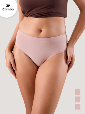 Cooper Women Super Stretchable Full Coverage High Waist Hipster Panties | Pack of 3-CREPE CREPE CREPE
