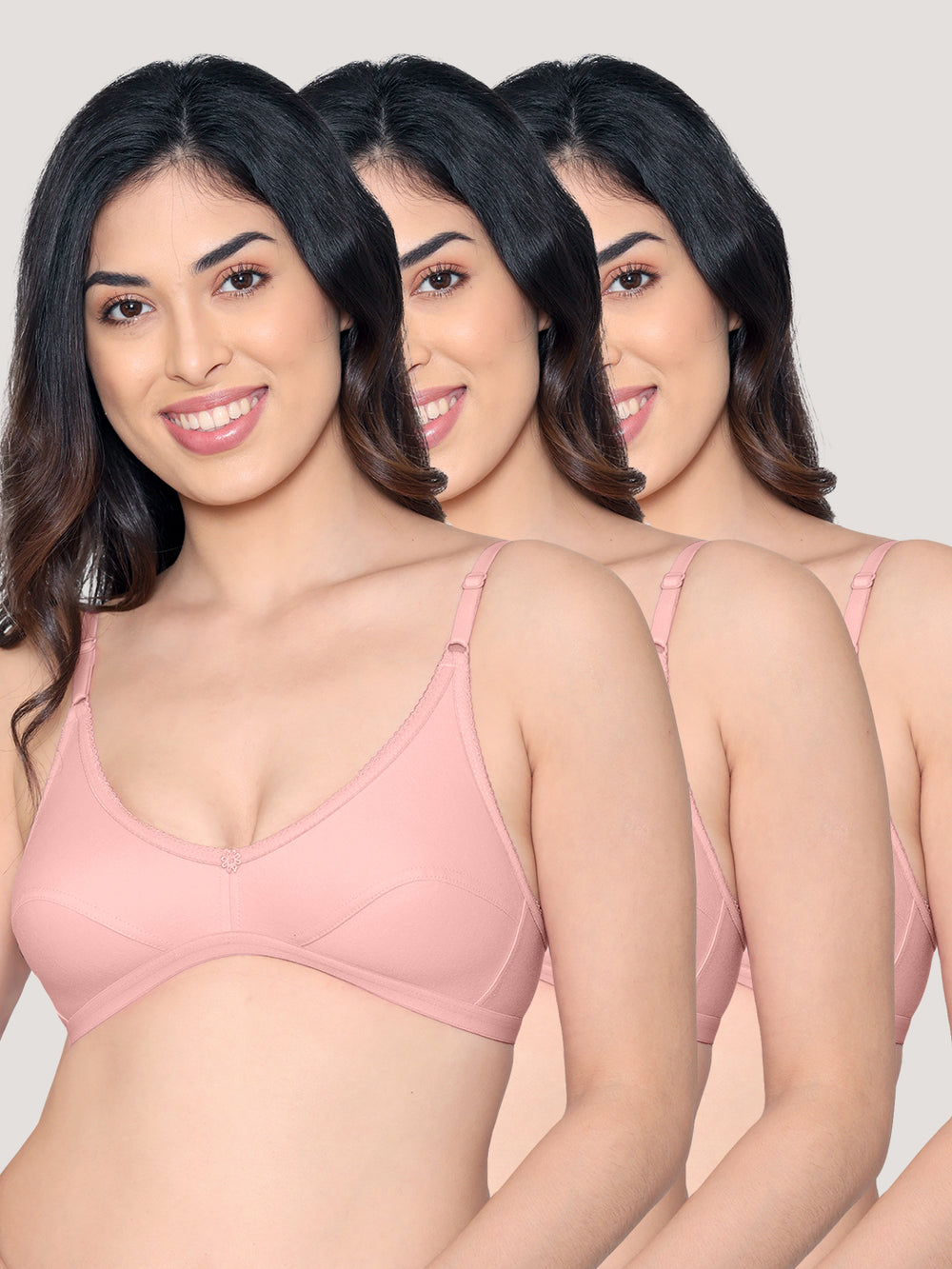 Vidhi Seamed Non-Padded Everyday Bra | Pack of 3-CREPE CREPE CREPE