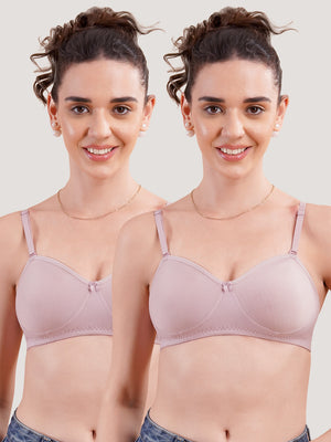 K LINGERIE Roxy Girl's Non Padded Multiway Straps Demi Cup Balconette Bra-CREPE CREPE