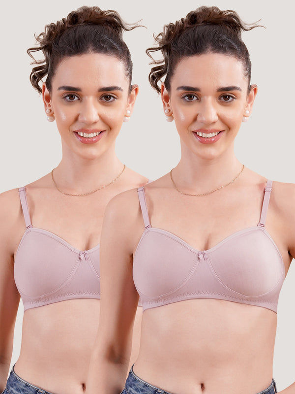 K LINGERIE Roxy Girl's Non Padded Multiway Straps Demi Cup Balconette Bra-CREPE CREPE