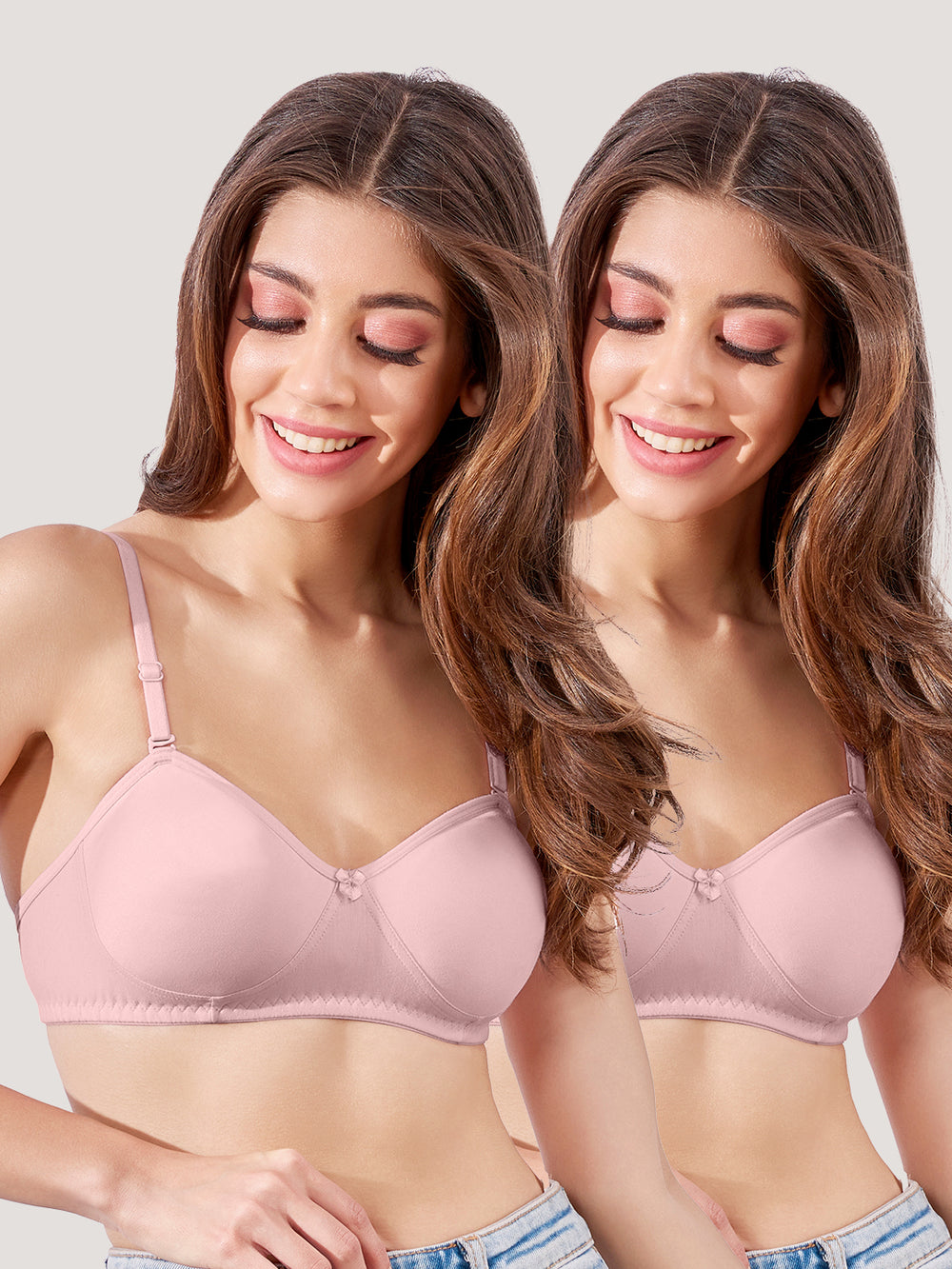 K LINGERIE Roxy Girl's Non Padded Multiway Straps Demi Cup Balconette Bra-CREPE CREPE