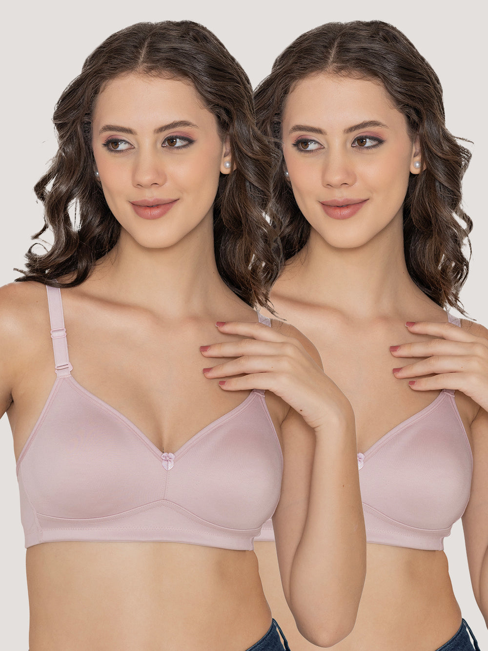Kalyani Elvira Everyday Support Seamless Non Padded T-Shirt Bras | Pack of 2 | CREPE CREPE