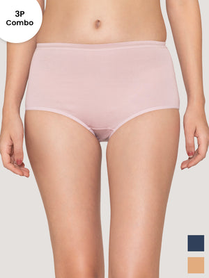 Orion High Coverage Hipster Panties | Pack of 3-CREPE EVENING BLUE NUDE