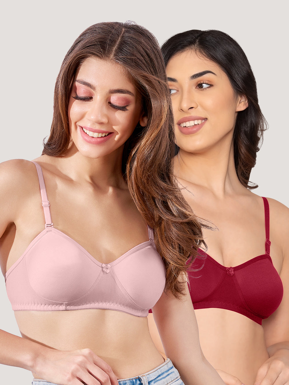 K LINGERIE Roxy Girl's Non Padded Multiway Straps Demi Cup Balconette Bra-CREPE MAROON