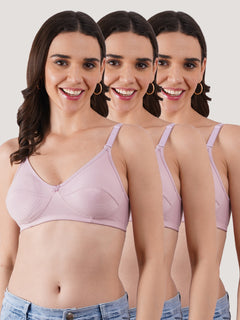 Pranika Non Padded Seamed Everyday Bra | Pack of 3 CREPE CREPE CREPE