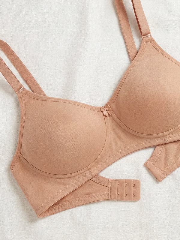 Evlyn Double Layered Cups Regular Bra | Pack of 3 | CAMEL CAMEL CAMEL