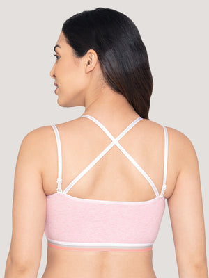 Candy Full Coverage Criss-Cross Back Teenager Bra | Pack of 3-M.PINK M.BLUE WHITE