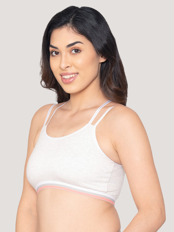 Candy Full Coverage Criss-Cross Back Teenager Bra | Pack of 3-WHITE WHITE WHITE